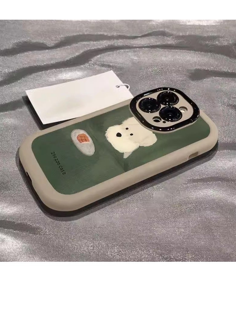 NIBEMINENT Oil Painting Beauty Dog Protective TPU Case Cover For iPhone 16 Plus, Tea Color