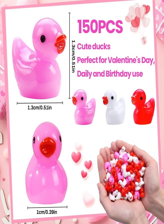 DULEFUN 150pcs Valentines Mini Resin Ducks, Valentine's Day Small Little Resin Ducks Bulk to Hide Tiny Miniature Ducks Figures for Dollhouse Micro Garden Landscape Decoration Craft Party Favors Toys - Image 3