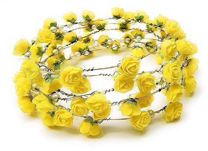 FOLA MOOLYAVAAN PRODUCTS Artificial Floral Headpiece Roses Wedding Bridal Beach Party Headpiece Wreath Crown Tiara (Pack of 2) - Image 1