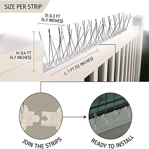 Aspectek Stainless Steel Pre-Assembled Bird Spikes 10 Feet (3 Meters), Bird Deterrent Kit with Transparent Silicone Glue - Image 2