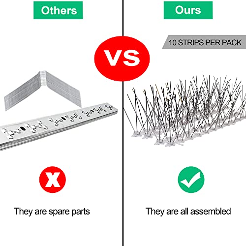 Aspectek Stainless Steel Pre-Assembled Bird Spikes 10 Feet (3 Meters), Bird Deterrent Kit with Transparent Silicone Glue - Image 3