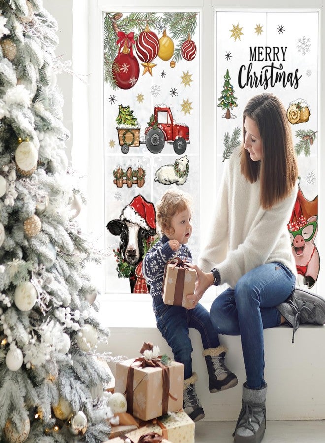 JarThenaAMCS ملصقات نوافذ JarThenaAMCS بتصميم حيوانات المزرعة، ملصقات زجاجية مزدوجة الجوانب لحفلات عيد الميلاد في المنزل الريفي، مقاس 11.4 × 14.6 بوصة، 4 أوراق - Image 5