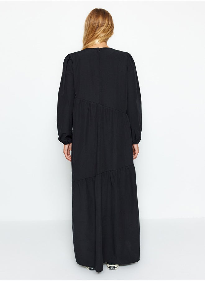 trendyol - Black Gathered Detailed Cotton Wide Fit Woven Dress TCTSS21EL3470 - Image 1