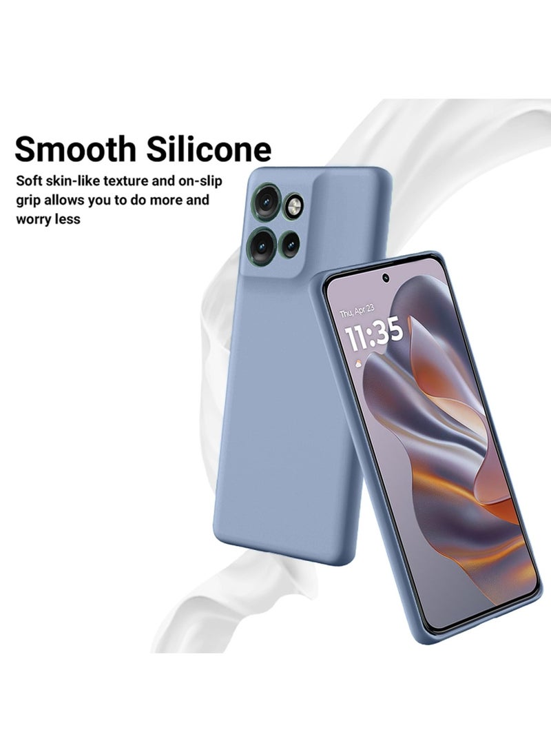 دبليو تيك غطاء الحماية موتورولا إدج 50 نيو 5 جي 2024 بريميوم سوفت ليكويد سيليكون - أزرق صخري - Image 3