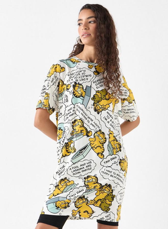 اس بي كاركترز تيشيرت طويل بطبعات غارفيلد وأكمام قصيرة - Image 1