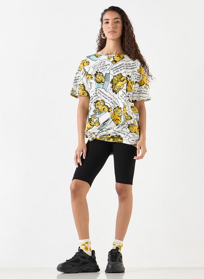 اس بي كاركترز تيشيرت طويل بطبعات غارفيلد وأكمام قصيرة - Image 2