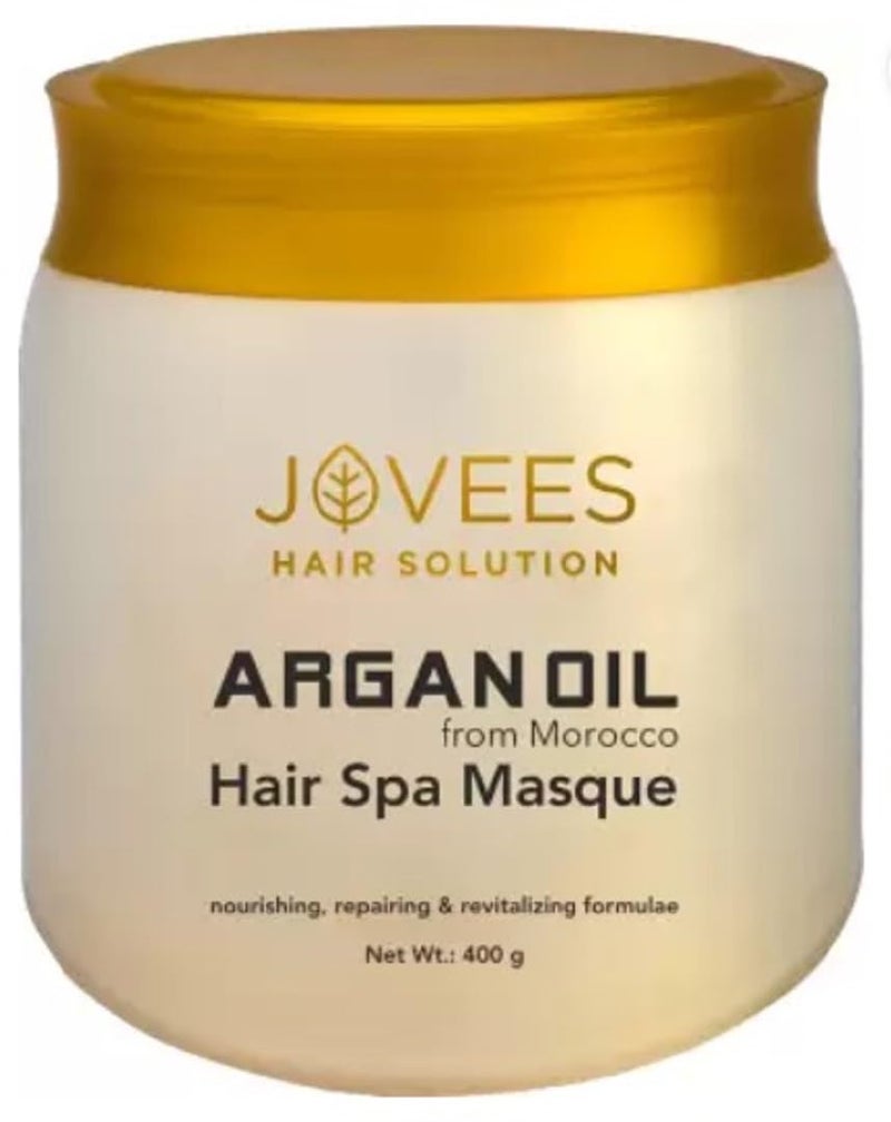 Jovees ماسك شعر جوفيز بالأركان العشبي مع زيت الأركان المغربي وزيت الجوجوبا يمنح شعرًا لامعًا وناعمًا لجميع أنواع الشعر 400 جرام - Image 1