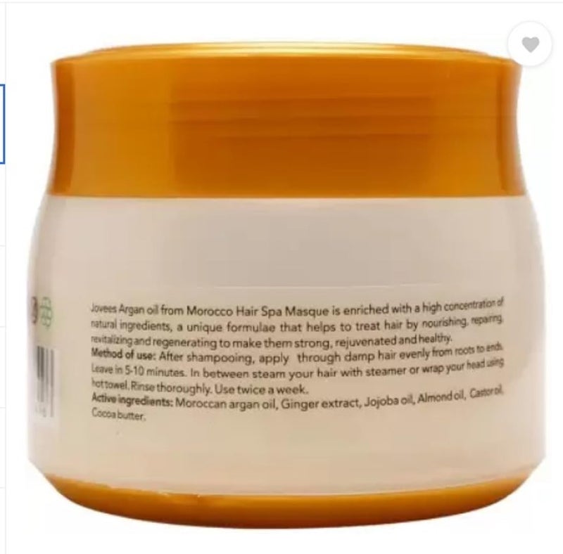 Jovees ماسك شعر جوفيز بالأركان العشبي مع زيت الأركان المغربي وزيت الجوجوبا يمنح شعرًا لامعًا وناعمًا لجميع أنواع الشعر 400 جرام - Image 2
