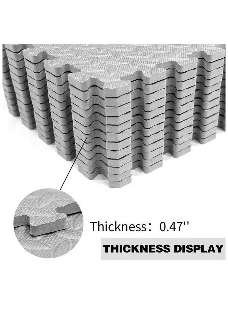 Anmi Exercise Mats Pack of 12 ，dimension 12 x 12- EVA Foam Mats with Interlocking Floor Tiles - Exercise underpads for home and fitness equipment(Grey) - Image 1