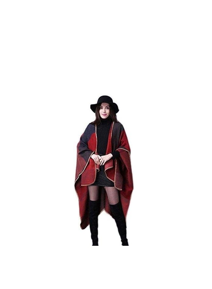 TRASSLE Women's Shawl Wraps Open Front Poncho Cape Oversized Sweaters Casual Cardigan Shawls for Fall Winter