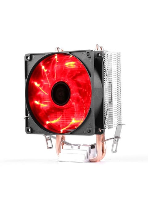 Desktop Computer Double Copper Tube CPU Radiator Super Quiet Red Light 3-pin Single Fan
