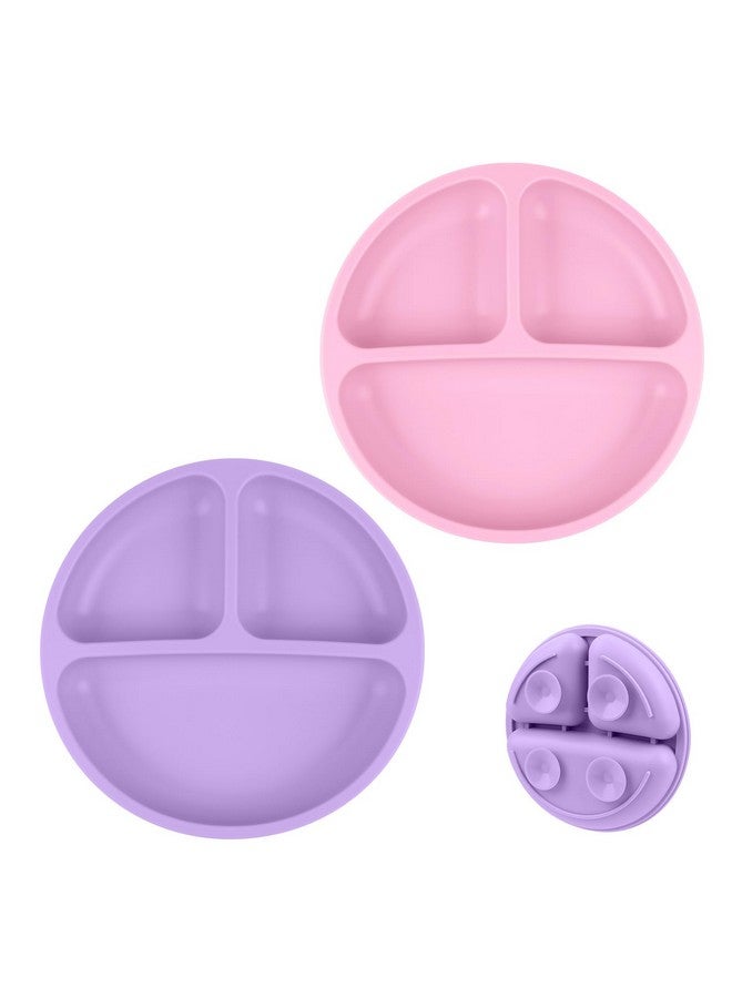Vicloon Suction Plates 2 Pcs Baby Toddler Plate Silicone Bpa Free Divided Plate Divided Plate Designsilicone Grip Dish Microwave & Dishwasher Safe  - Image 1