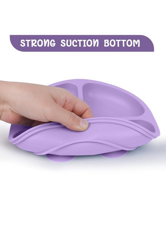Vicloon Suction Plates 2 Pcs Baby Toddler Plate Silicone Bpa Free Divided Plate Divided Plate Designsilicone Grip Dish Microwave & Dishwasher Safe  - Image 3