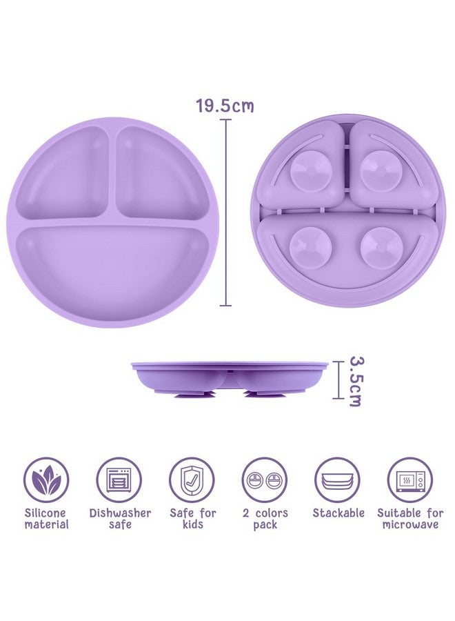 Vicloon Suction Plates 2 Pcs Baby Toddler Plate Silicone Bpa Free Divided Plate Divided Plate Designsilicone Grip Dish Microwave & Dishwasher Safe  - Image 2