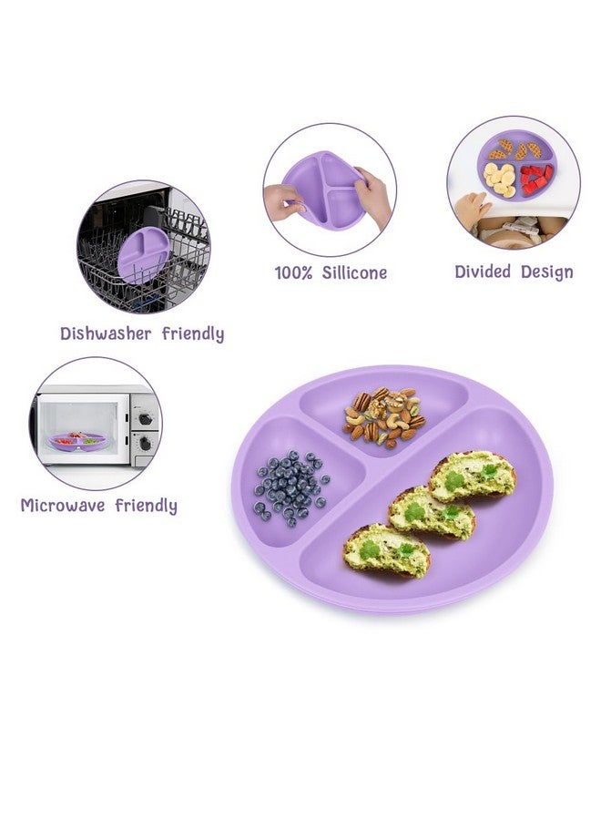 Vicloon Suction Plates 2 Pcs Baby Toddler Plate Silicone Bpa Free Divided Plate Divided Plate Designsilicone Grip Dish Microwave & Dishwasher Safe  - Image 4