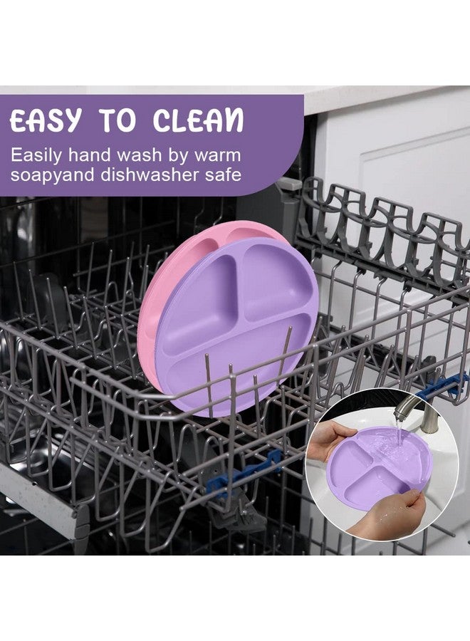 Vicloon Suction Plates 2 Pcs Baby Toddler Plate Silicone Bpa Free Divided Plate Divided Plate Designsilicone Grip Dish Microwave & Dishwasher Safe  - Image 5