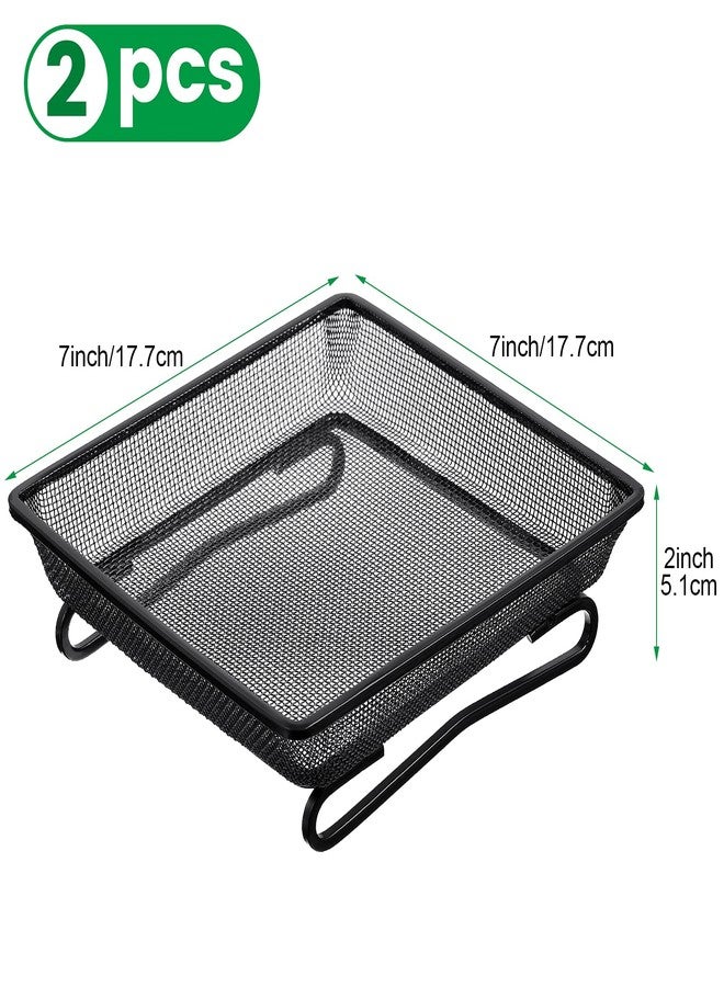 Cunhill 2 Pieces 7 x 7 x 2.7 Inch Metal Ground Bird Feeder Compact Platform Bird Seed Tray and 4 Pieces Elastic Rope for Outdoor Dove Birds or Squirrels Garden Decoration (Black) - Image 3