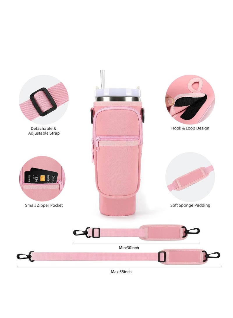 Water Bottle Carrier Bag For Stanley 40oz Tumbler With Handle, Water Bottle Holder with Adjustable Shoulder Strap for Stanley Cup Accessories For Travelling Hiking Camping  - Image 3