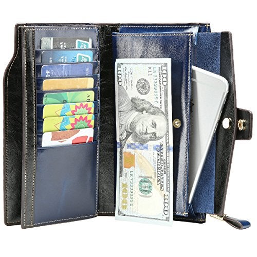 Itslife Womens Wallet RFID Blocking Large Capacity Luxury Wax Genuine Leather Wallets Clutch Wallet Ladies Card holder - Image 2