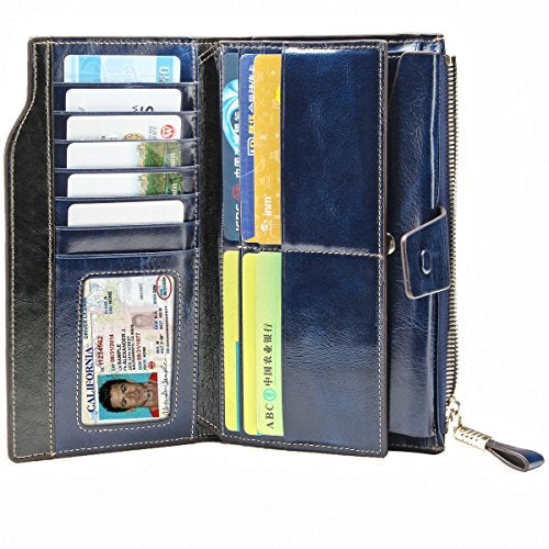Itslife Womens Wallet RFID Blocking Large Capacity Luxury Wax Genuine Leather Wallets Clutch Wallet Ladies Card holder - Image 5