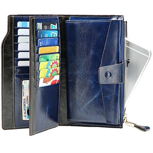 Itslife Womens Wallet RFID Blocking Large Capacity Luxury Wax Genuine Leather Wallets Clutch Wallet Ladies Card holder - Image 4