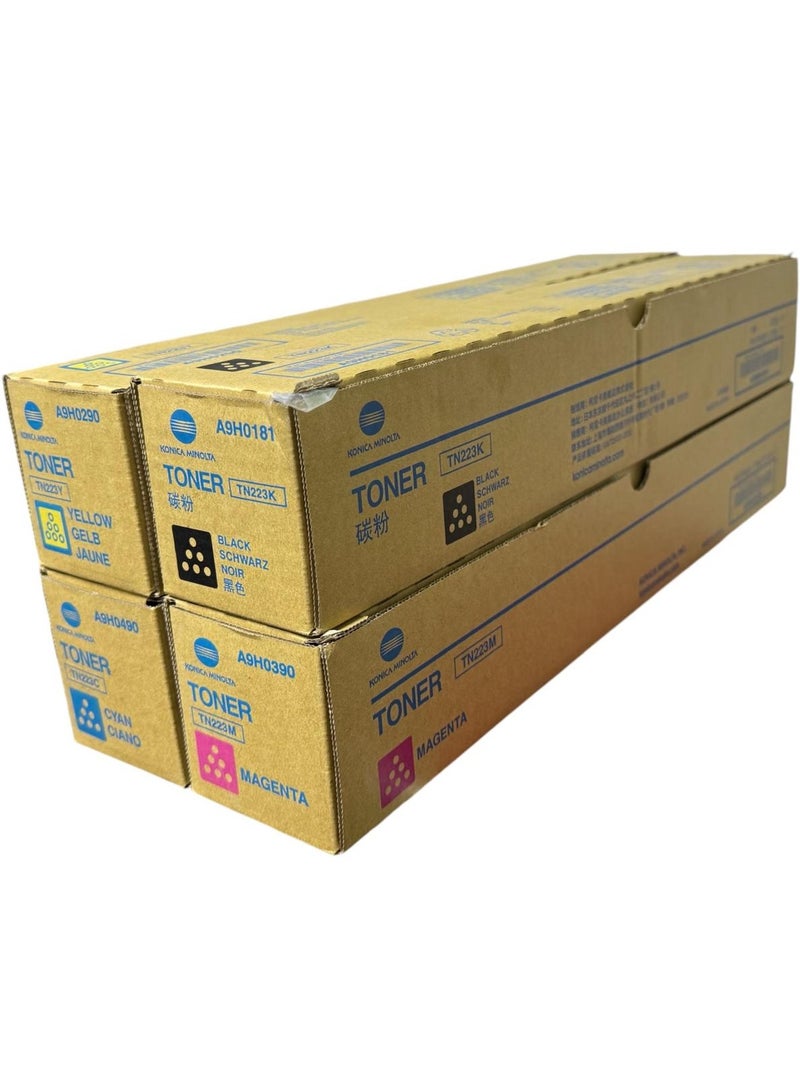 Konica-Minolta تونر بيز هاب TN-223 BCYM مجموعة كاملة عالية الإنتاجية / C226/C266/C256 - Image 1