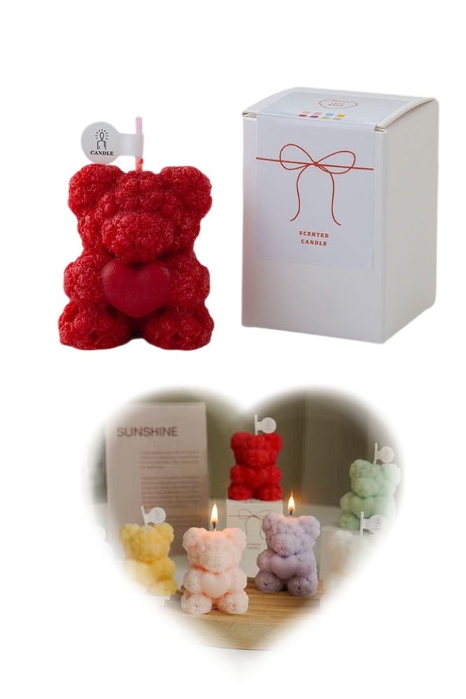 Bear Aromatherapy Candle | Exclusive Gift for UAE Festivals - Natural Essential Oil Fragrance, Eid al Fitr/Christmas/National Day Atmosphere Home Decor, Luxury Healing Aromatherapy Gift Box（red） - Image 1