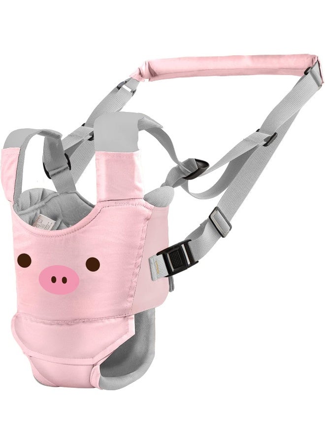 Ocanoiy Baby Walking Harness Handheld Baby Walker Assistant Belt Adjustable Toddler Infant Walker Safety Harnesses Standing Up Walking Learning Helper with Detachable Crotch for 9-24 Month (Pink Pig) - Image 2