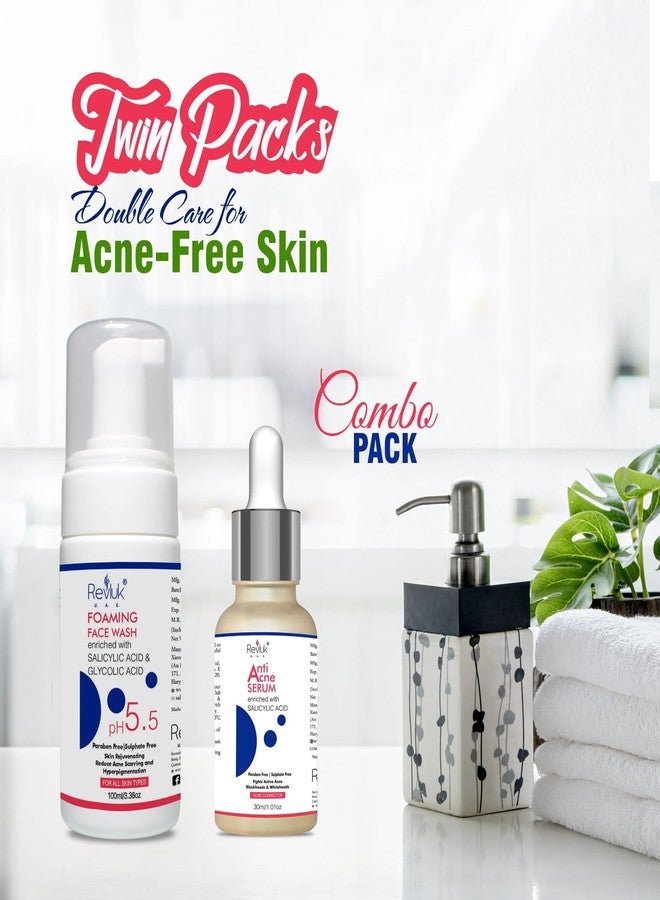 Revluk Anti-Acne Combo - Foaming Face Wash & Serum with 2% Salicylic Acid | Oil Control & Acne Treatment for Oily, Acne-Prone Skin | Paraben-Free, Sulphate-Free - Face Care Kit - Image 3
