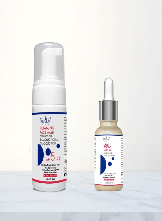Revluk Anti-Acne Combo - Foaming Face Wash & Serum with 2% Salicylic Acid | Oil Control & Acne Treatment for Oily, Acne-Prone Skin | Paraben-Free, Sulphate-Free - Face Care Kit - Image 1