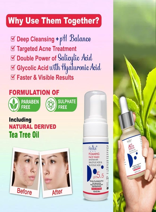 Revluk Anti-Acne Combo - Foaming Face Wash & Serum with 2% Salicylic Acid | Oil Control & Acne Treatment for Oily, Acne-Prone Skin | Paraben-Free, Sulphate-Free - Face Care Kit - Image 4