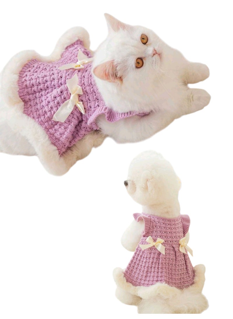 A.M Dog Clothes Sweater, Dress, Dog Clothes, Cat Clothes, Autumn and Winter, Cold Protection, Fleece Lined, Knit Sweater, Soft, Dog Clothes, Small Dogs, Medium Dogs, Cats, Commemorative Photography, Cosplay, Outing, Loungewear, Pet Clothes - Image 1