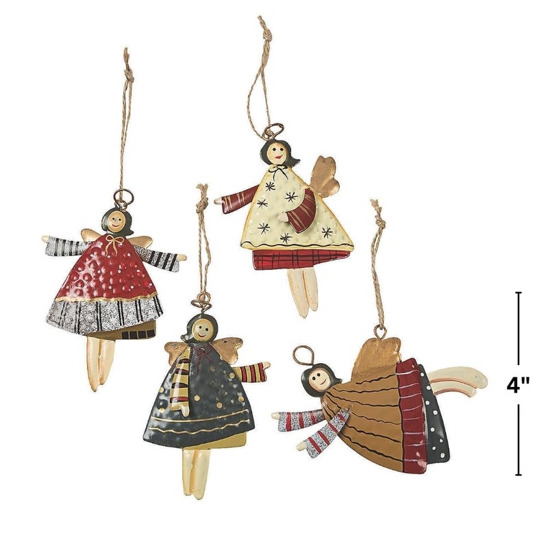 فن إكسبريس Heavenly 4 "" الحلي الملاك المعدنية المرسومة - مجموعة من 12 لزينة شجرة عيد الميلاد وحرف العطلات وعلامات الهدايا - Image 3