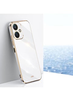 Zaboon For Xiaomi Redmi 13C 5G XINLI Straight Edge 6D Electroplate TPU Phone Case(White) 