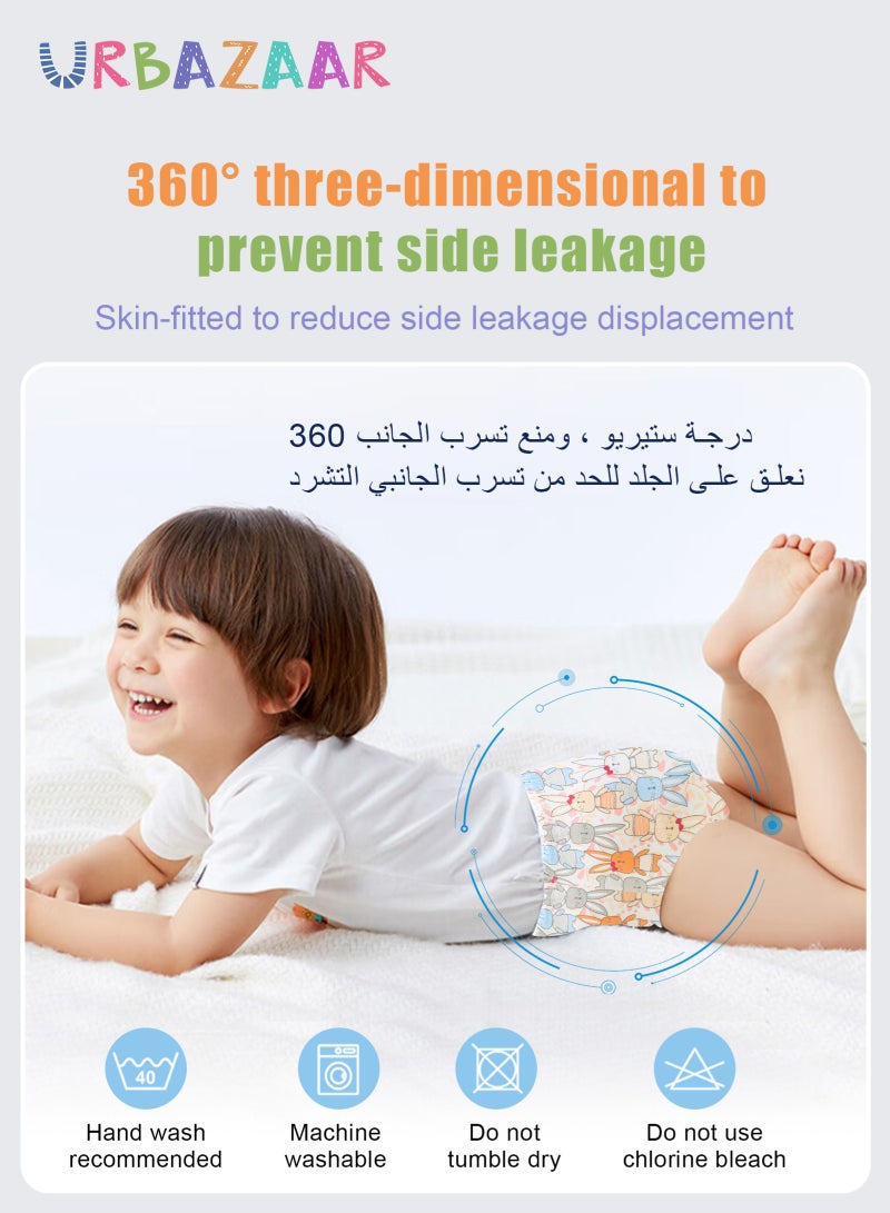URbazaar Baby Potty Training Underwear for Boys and Girls, 4 Pack Absorbent Training Pants for Toddlers with Printed Reusable Cotton Toilet Training Pants for 8-13kg Kids (2-4 Years)  - Image 4