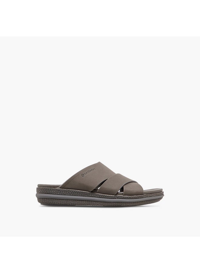 Le Confort Men Textured Slip On Cross-Strap Sandals  - Image 3