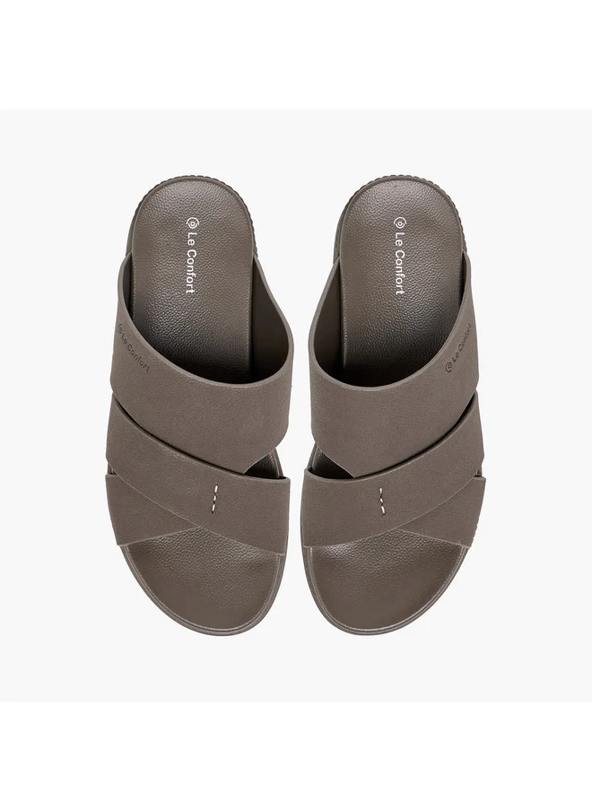Le Confort Men Textured Slip On Cross-Strap Sandals