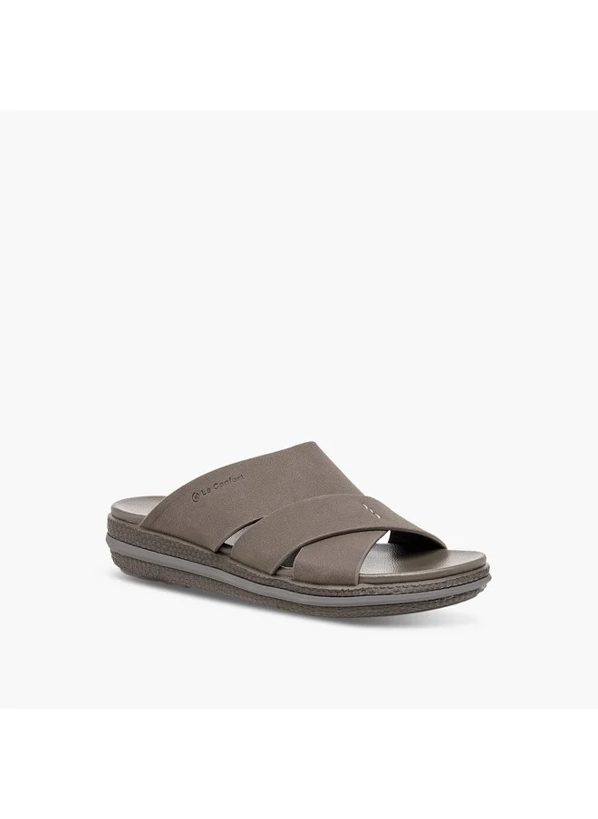 Le Confort Men Textured Slip On Cross-Strap Sandals