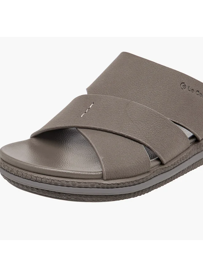 Le Confort Men Textured Slip On Cross-Strap Sandals