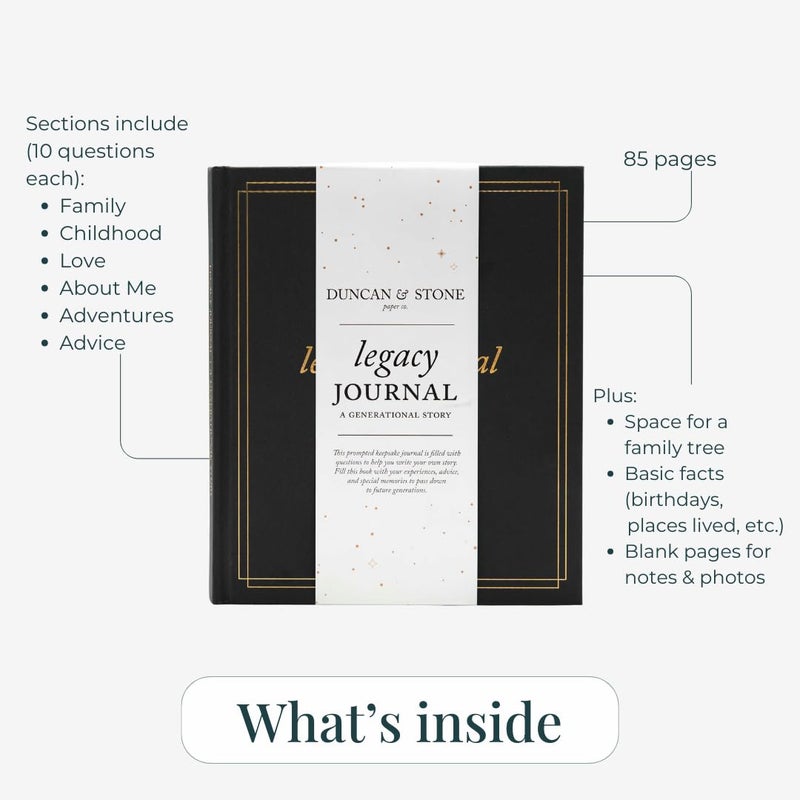 DUNCAN & STONE PAPER CO. Grandparents Legacy Journal - Legacy Book For Parents & Grandparents - Keepsake Grandparents Book - Gifts For Grandparents (Ivory, 85 Pages) - Image 5