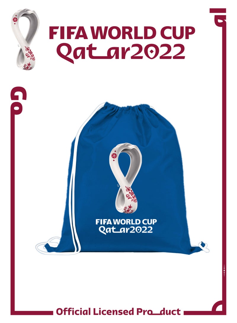 FIFA World Cup Qatar 2022 Drawstring Sports Gym Bag 37x47cm- Blue - Image 2