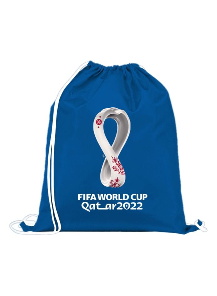 FIFA World Cup Qatar 2022 Drawstring Sports Gym Bag 37x47cm- Blue - Image 1