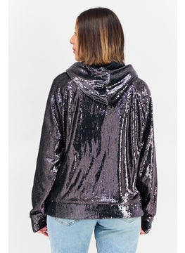 ESPRIT Women Sequins Long Sleeve Hoodie, Black  - Image 2