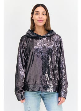 ESPRIT Women Sequins Long Sleeve Hoodie, Black  - Image 1