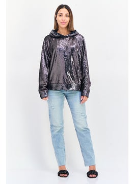 ESPRIT Women Sequins Long Sleeve Hoodie, Black  - Image 4