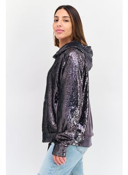 ESPRIT Women Sequins Long Sleeve Hoodie, Black  - Image 3