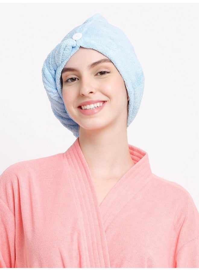 Cortina Cortina Microfiber Hair Towel Cap, Soft Absorbent Quick Drying Cap for Curly Thick Hair, Wrap Cap for Women Girls-Pack of 2, Blue-Pink - Image 2