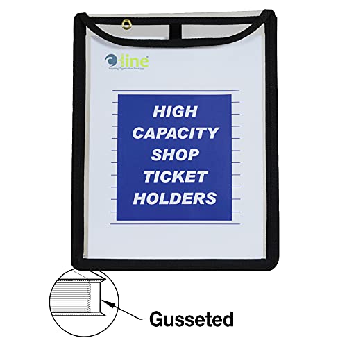 C-Line High Capacity Stitched Shop Ticket Holders, Gusseted with Flap Closure, Both Sides Clear, 9 x 12 x 1, Black, 15 per Box (39912) - Image 2