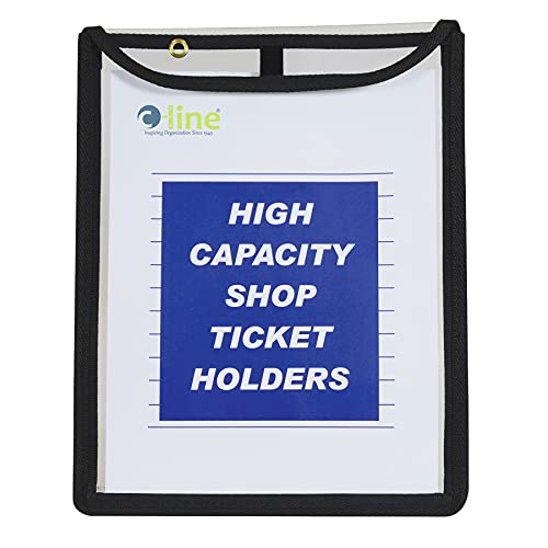 C-Line High Capacity Stitched Shop Ticket Holders, Gusseted with Flap Closure, Both Sides Clear, 9 x 12 x 1, Black, 15 per Box (39912) - Image 1