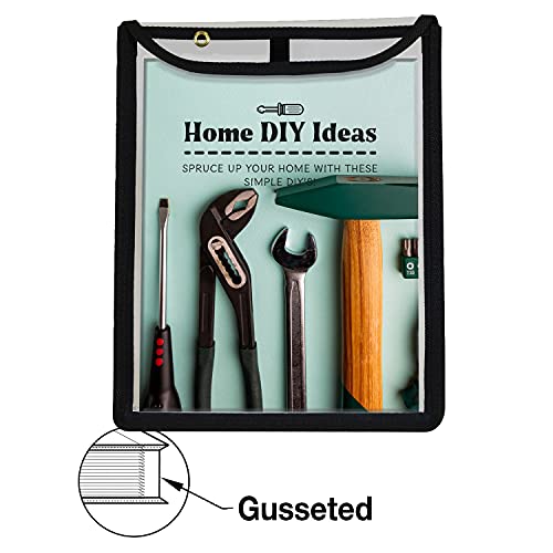 C-Line High Capacity Stitched Shop Ticket Holders, Gusseted with Flap Closure, Both Sides Clear, 9 x 12 x 1, Black, 15 per Box (39912) - Image 5